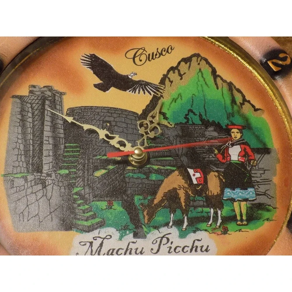 Machu Picchu Round Wall Clock Decor Handmade Art Quality Piece